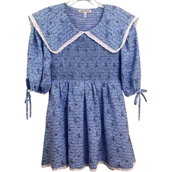 Urban Outfitters Dresses & Skirts - Urban Outfitters Marseille Blue White Gingham Smocked Babydoll Mini Dress Large